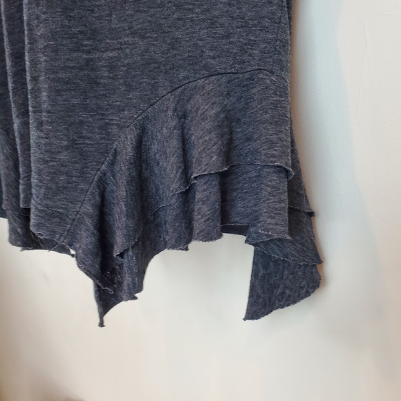Current Elliott Charcoal Round Neck Ruffle Hem Blouse Top Shirt Size 1 S/M NWOT - Picture 3 of 6